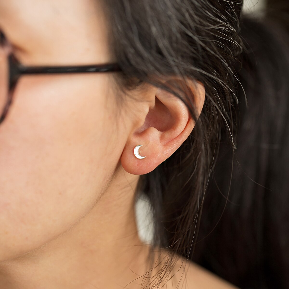 crescent earrings studs